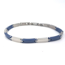 Bracciale in acciaio con segmenti blu