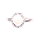Anello in argento con perla e zirconi