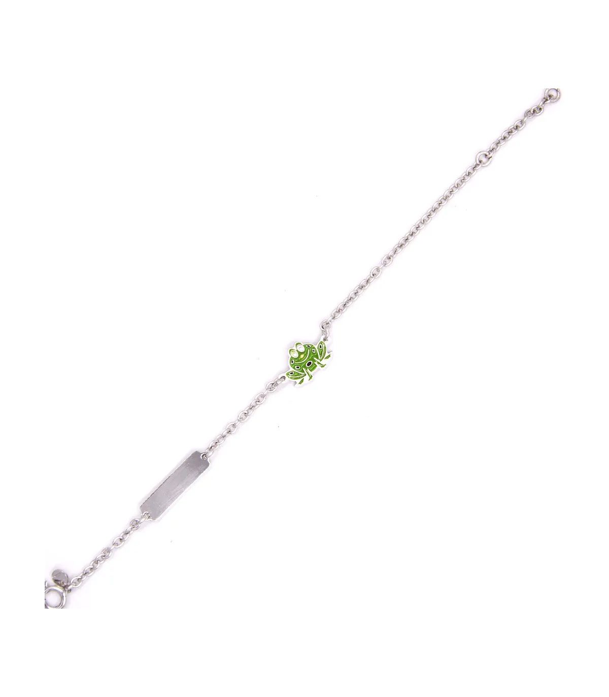 Bracciale in argento con targhetta e rana