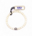 Bracciale elastico di perle con una sfera in oro bianco