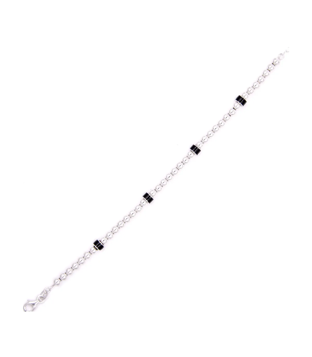 Bracciale in argento con perline nere