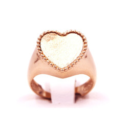 Anello chevalier a cuore in argento rosè