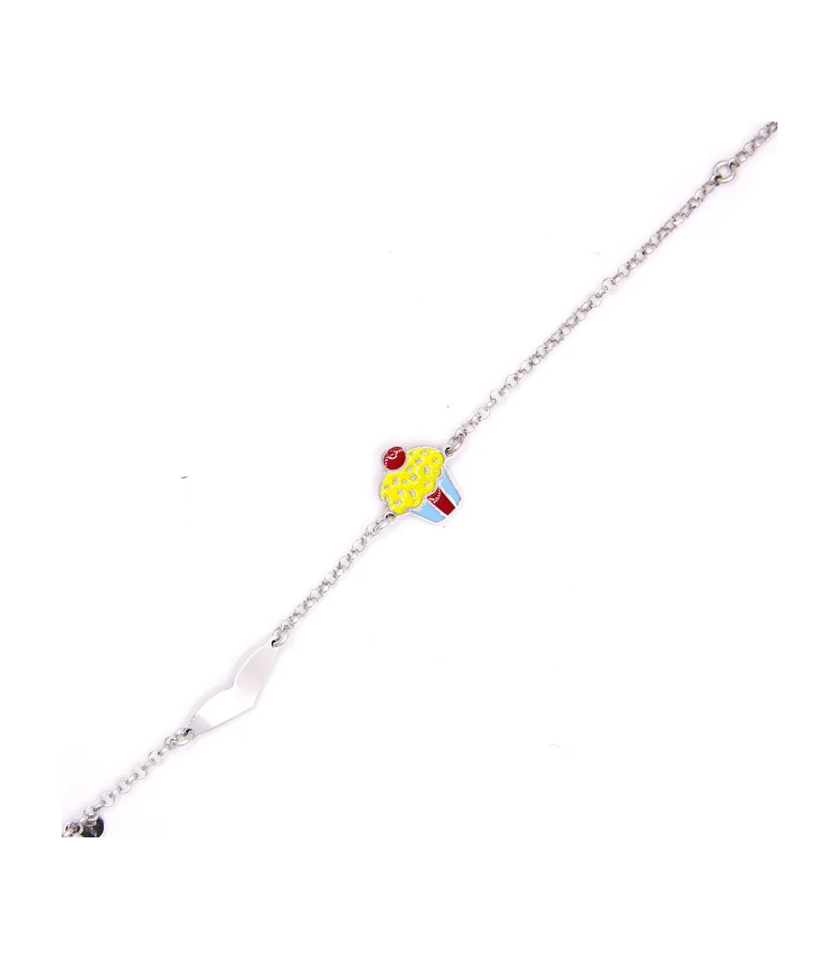 Bracciale in argento con targhetta e cup cake giallo