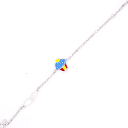 Bracciale in argento con targhetta e cup cake blu