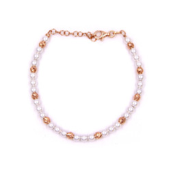 Bracciale in argento rosé con perle e sfere