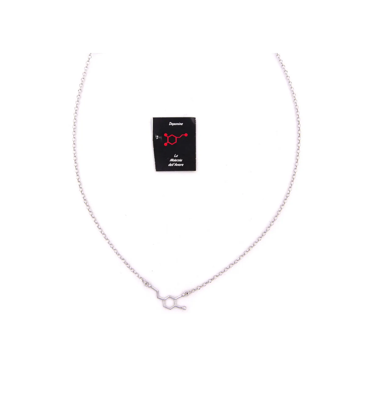 Collana in argento con molecola dell'amore