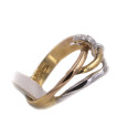 Anello in oro giallo e oro bianco con brillanti carati totali 0,10