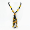Collana lunga con particolari neri e ambra