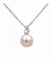 Collana in oro bianco con perla e brillanti carati totali 0,09