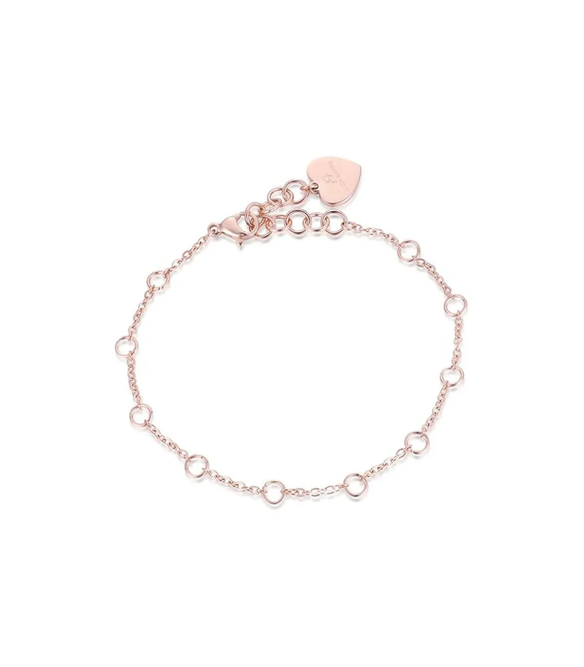 Bracciale in acciaio rosé con anellini