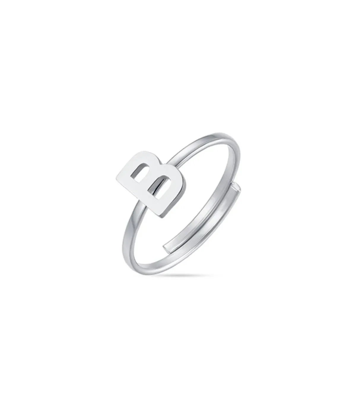 Anello in acciaio con lettera B