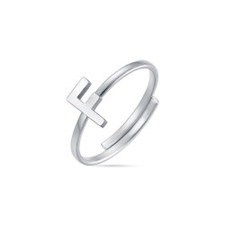 Anello in acciaio con lettera F