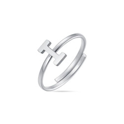 Anello in acciaio con lettera I
