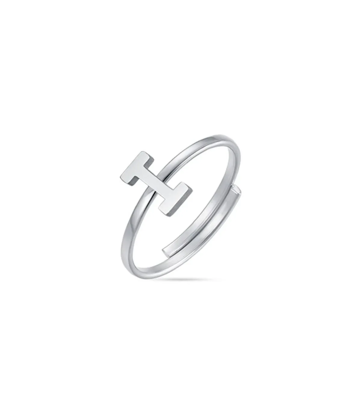 Anello in acciaio con lettera I