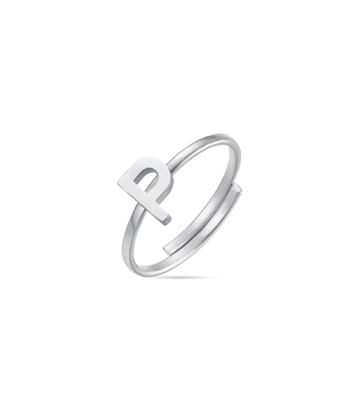Anello in acciaio con lettera P