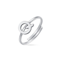 Anello in acciaio con lettera Q