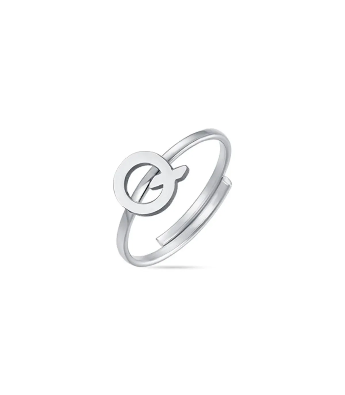 Anello in acciaio con lettera Q