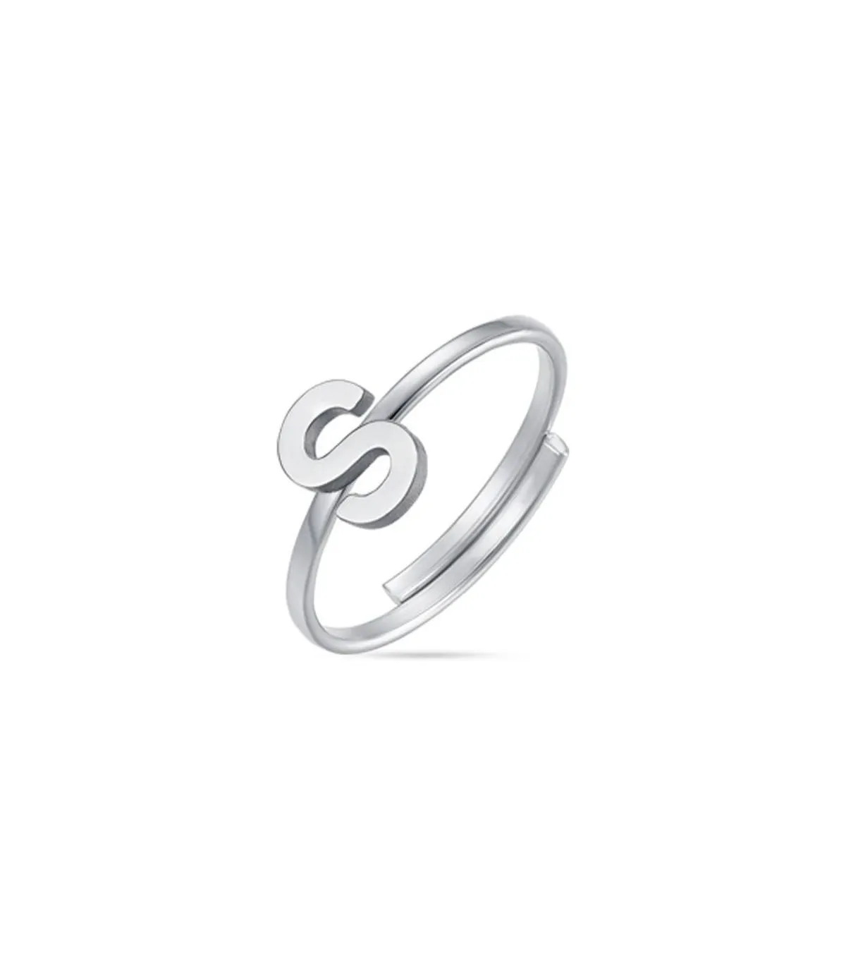 Anello in acciaio con lettera S