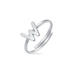 Anello in acciaio con lettera W