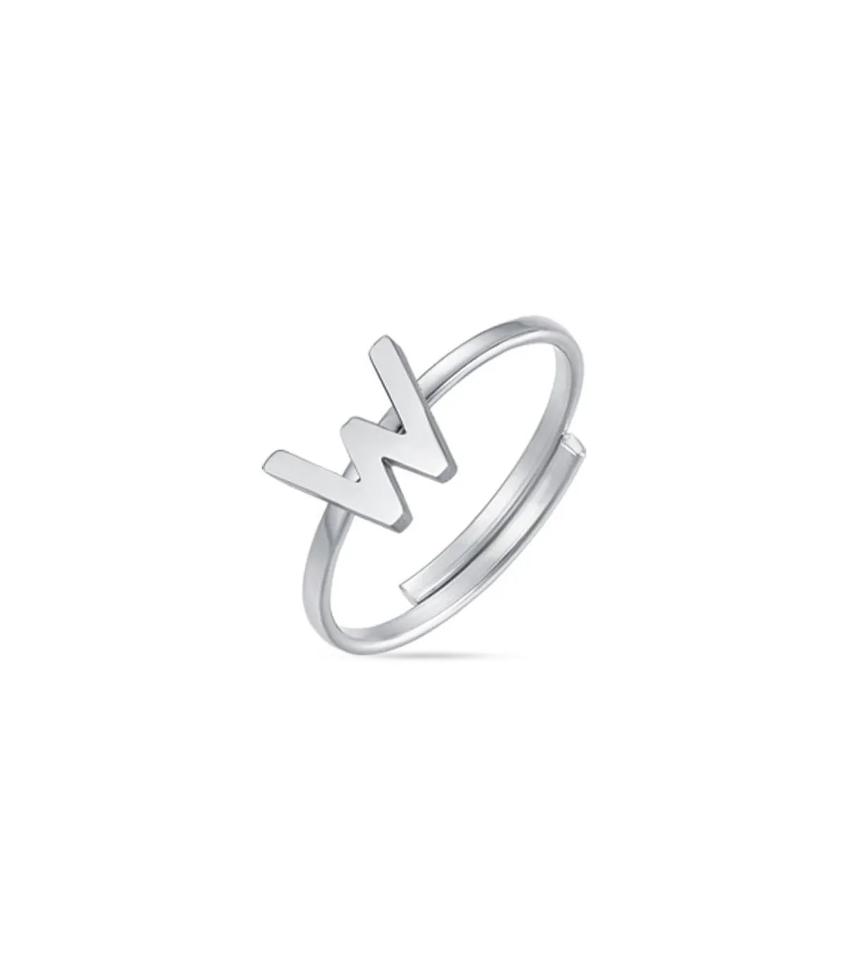 Anello in acciaio con lettera W