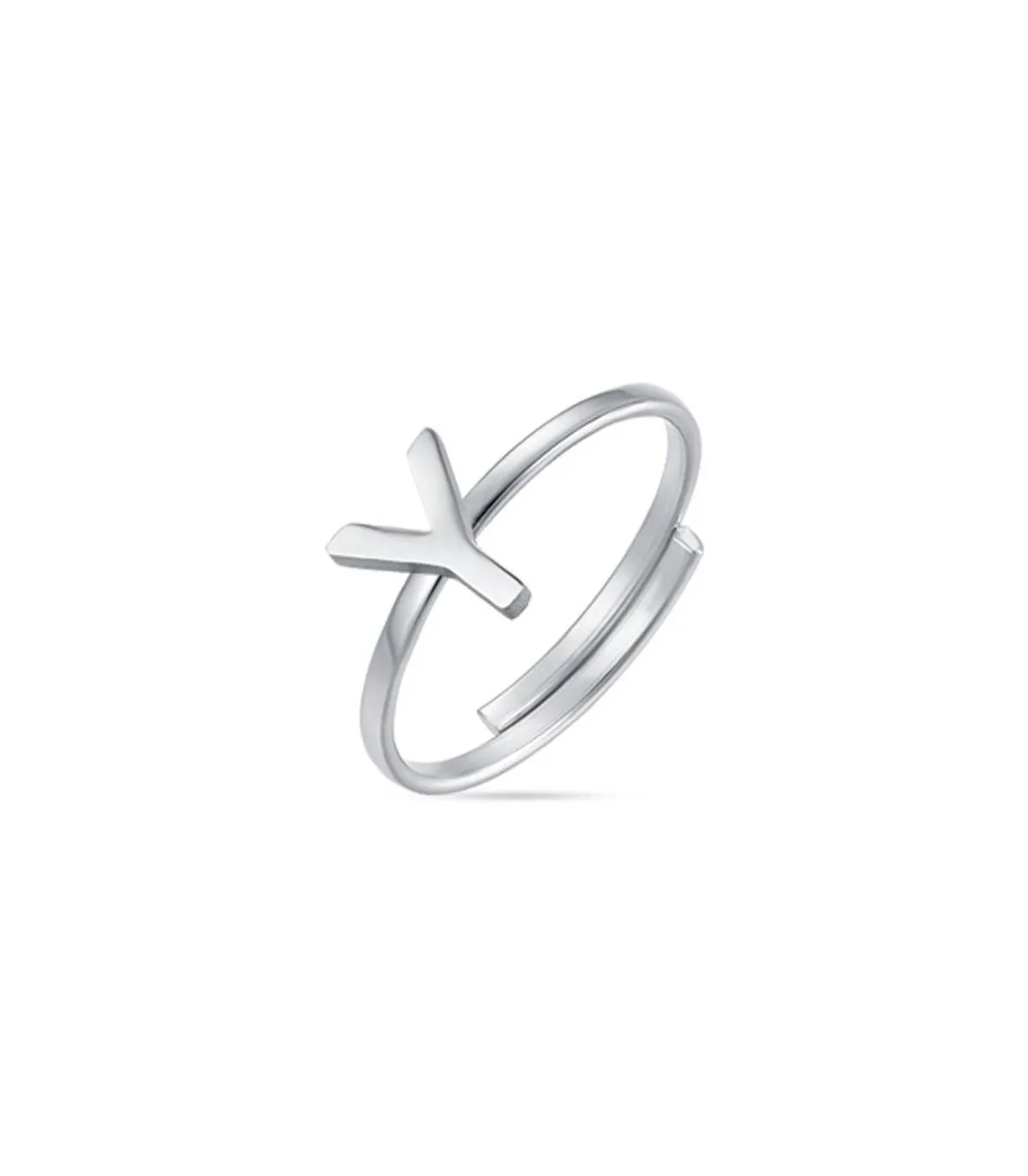 Anello in acciaio con lettera Y