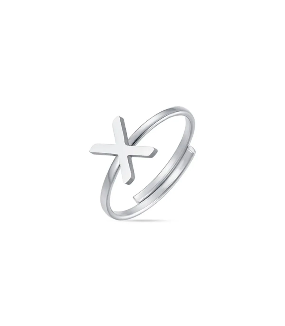 Anello in acciaio con lettera X