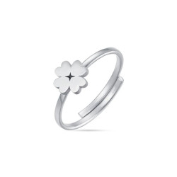 Anello in acciaio con quadrifoglio
