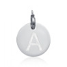 Charm in acciaio con lettera A glitterata
