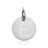 Charm in acciaio con lettera E glitterata