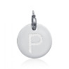 Charm in acciaio con lettera P glitterata