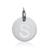 Charm in acciaio con lettera S glitterata