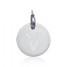 Charm in acciaio con lettera V glitterata