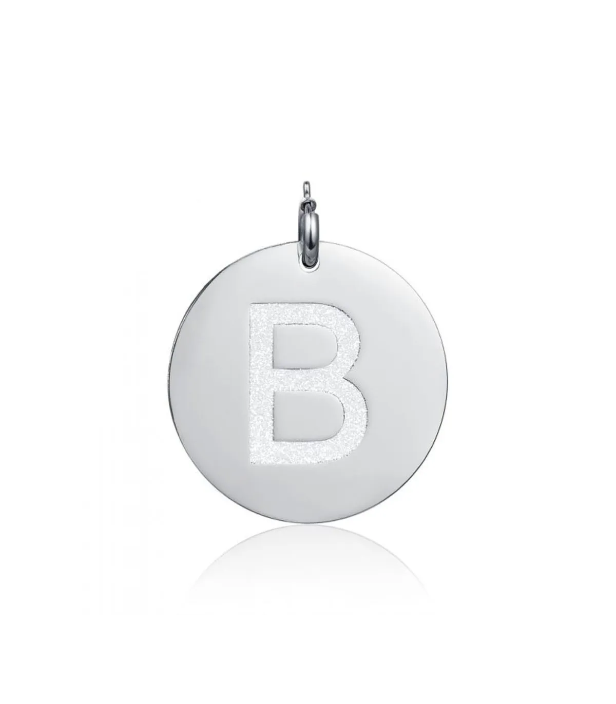 Charm in acciaio da 3,0cm con lettera B glitterata