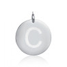 Charm in acciaio da 3,0cm con lettera C glitterata