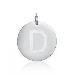 Charm in acciaio da 3,0cm con lettera D glitterata