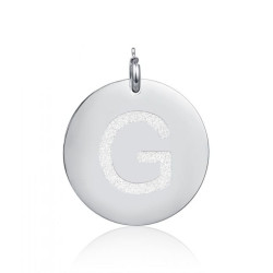 Charm in acciaio da 3,0cm con lettera G glitterata