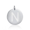 Charm in acciaio da 3,0cm con lettera N glitterata