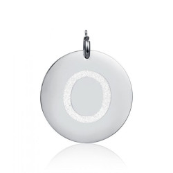 Charm in acciaio da 3,0cm con lettera O glitterata