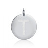 Charm in acciaio da 3,0cm con lettera T glitterata