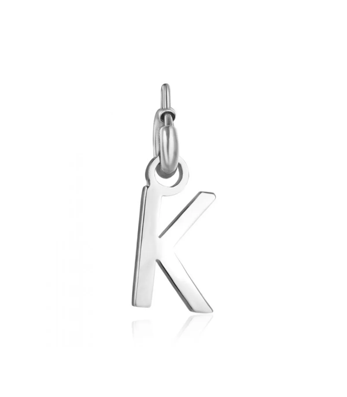 Charm in acciaio lettera K