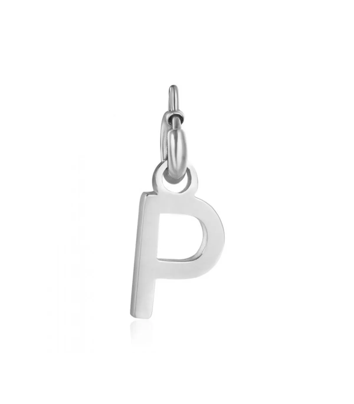 Charm in acciaio lettera P