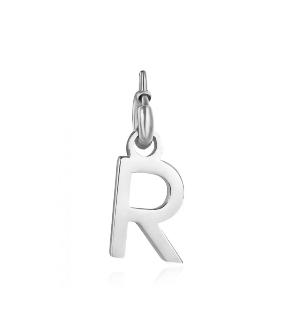 Charm in acciaio lettera R