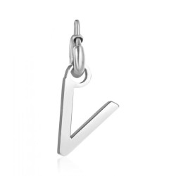 Charm in acciaio lettera V