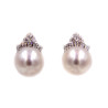 Orecchini in oro bianco con perle e brillanti carati totali 0,13