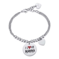 Bracciale in acciaio con scritta "I Love Mamma"