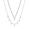 Collana da donna multifilo in acciaio con stelle ed elementi neri con cristallo bianco