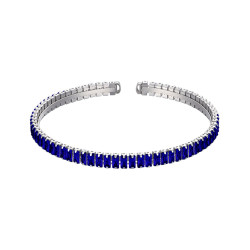 Bracciale tennis da donna in acciaio semirigido con cristalli blu