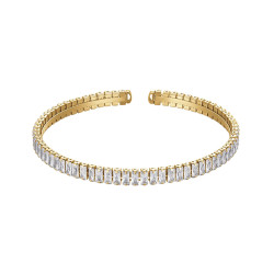 Bracciale tennis da donna in acciaio dorato semirigido con cristalli bianchi