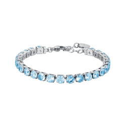 Bracciale tennis da donna in acciaio con cristalli azzurri