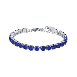 Bracciale tennis da donna in acciaio con cristalli blu